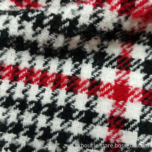 Boucle fashionable tartan with loops yarn fabric